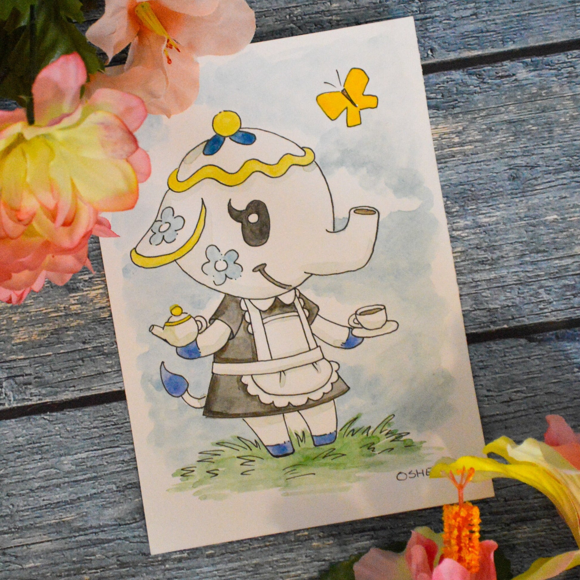 Animal Crossing Art | Tia | Watercolor Fan Art Print